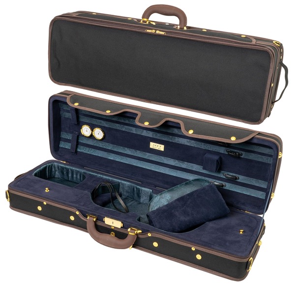 Violin Case Black MI&VI NP-7016 Hard Shell Violin Case For 4/4 Full Size Violins - Lightweight Backpack Case String House Fiberglass Violin Case